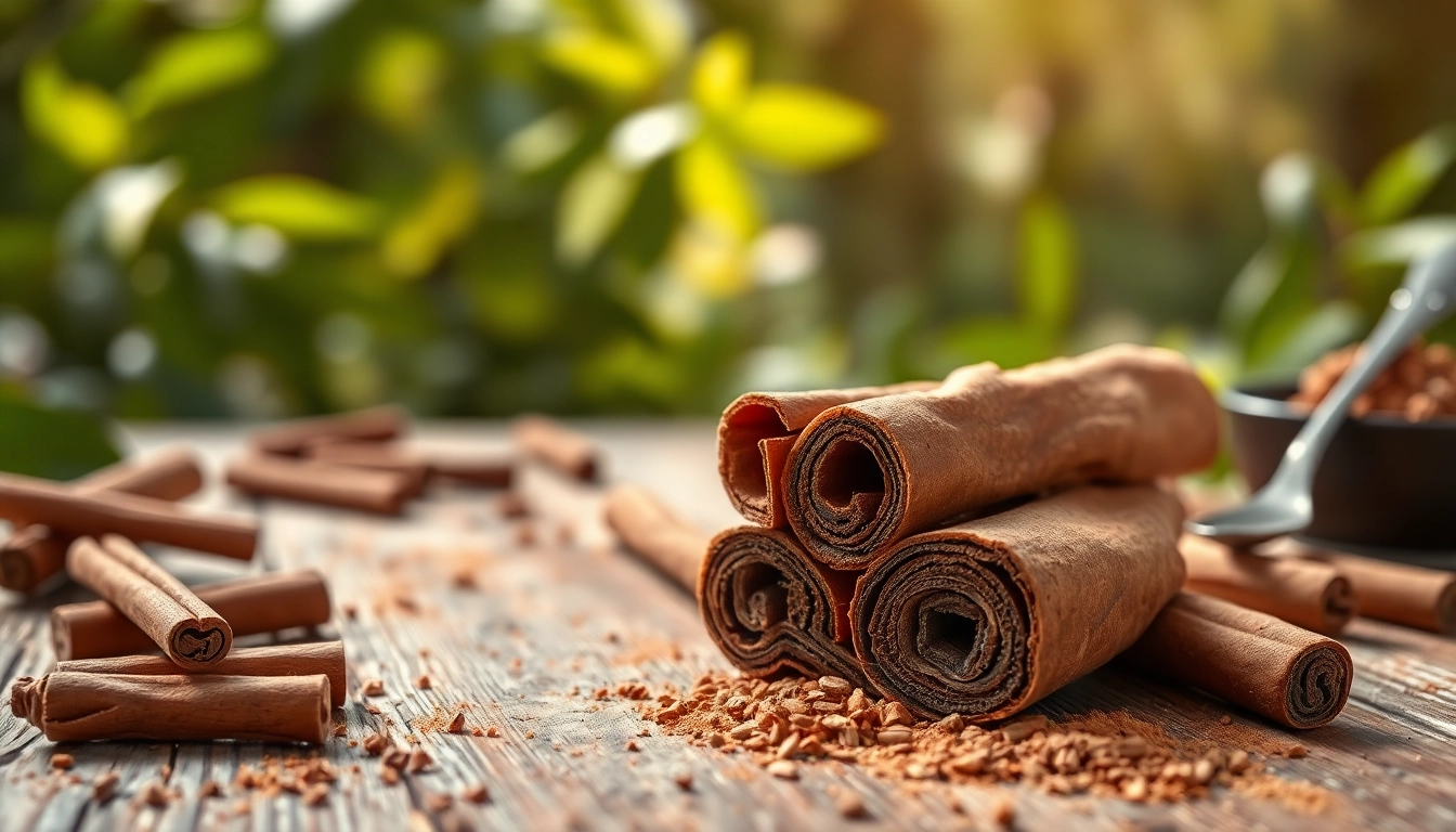 Cinnamon Bark with its rich texture and warm tones displayed on a wooden table.