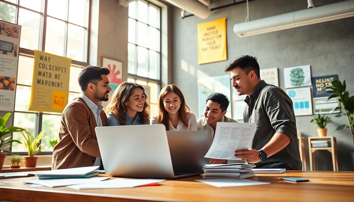 Créez votre société commerciale avec des entrepreneurs collaborant dans un bureau moderne.