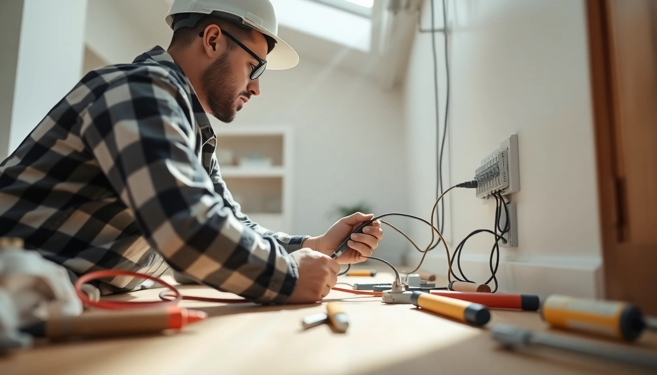 Optimize your Electrical Service with expert electricians at work in a modern home.