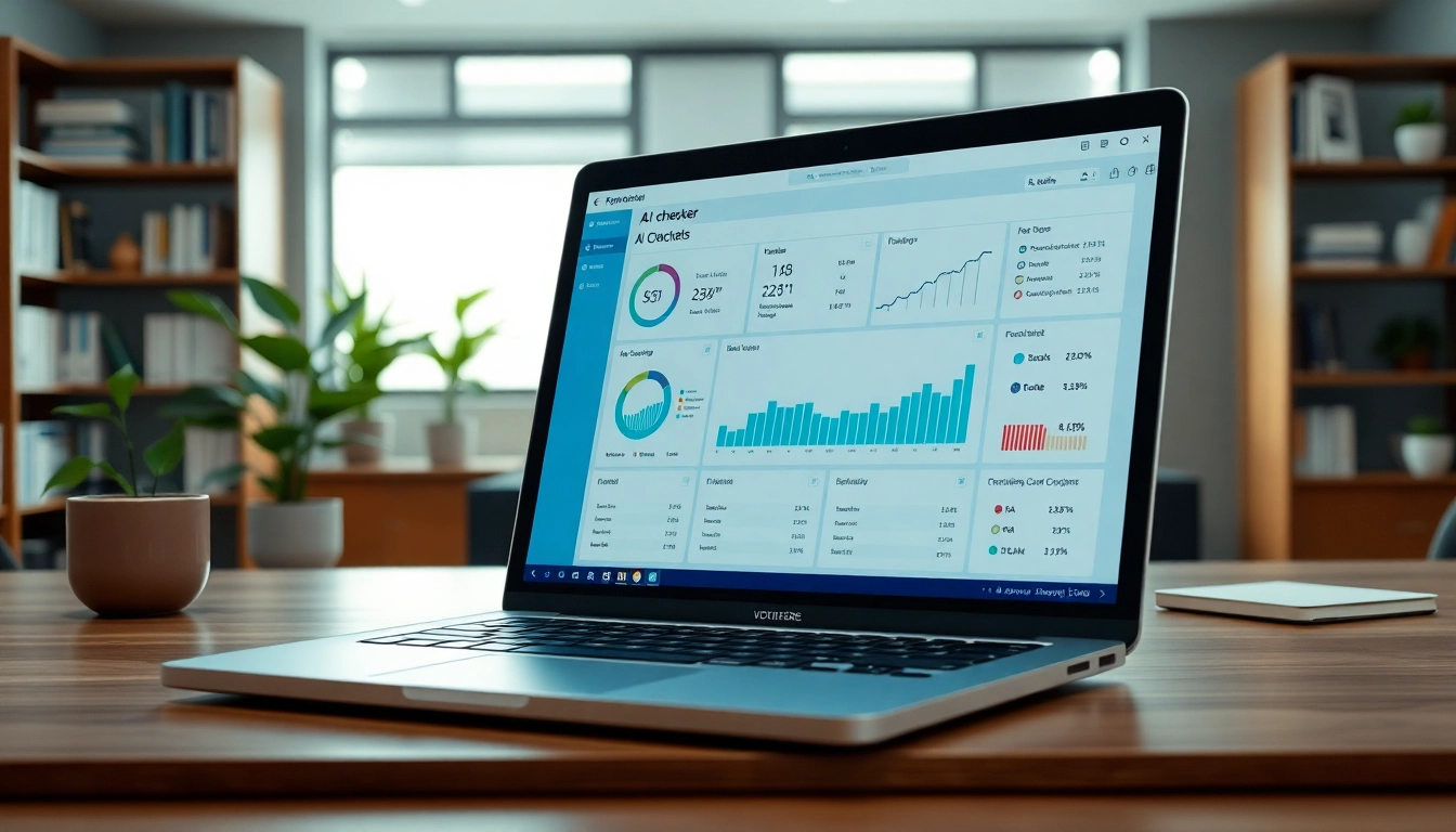 Analyze text with an advanced ai checker tool in a professional workspace setup.