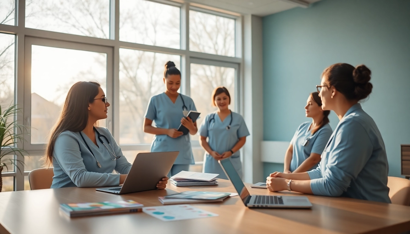 Nurses engaged in a group therapy session about the VDAP Program in a supportive environment.