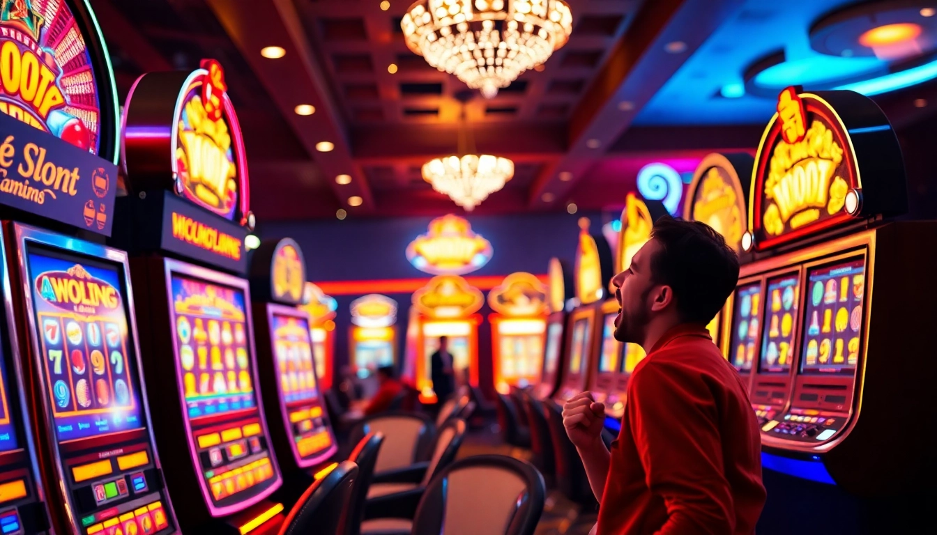 Permainan situs slot batman138 yang menyenangkan dengan mesin slot yang cerah dan pemain antusias.