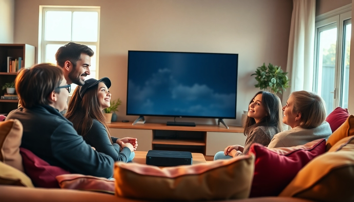 Enjoy a family gathering while streaming with an iptv subscription service in a cozy living room.