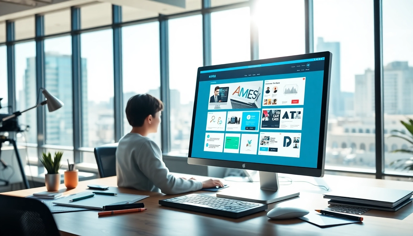 Showcasing website design kansas city with a designer at work in a vibrant office.