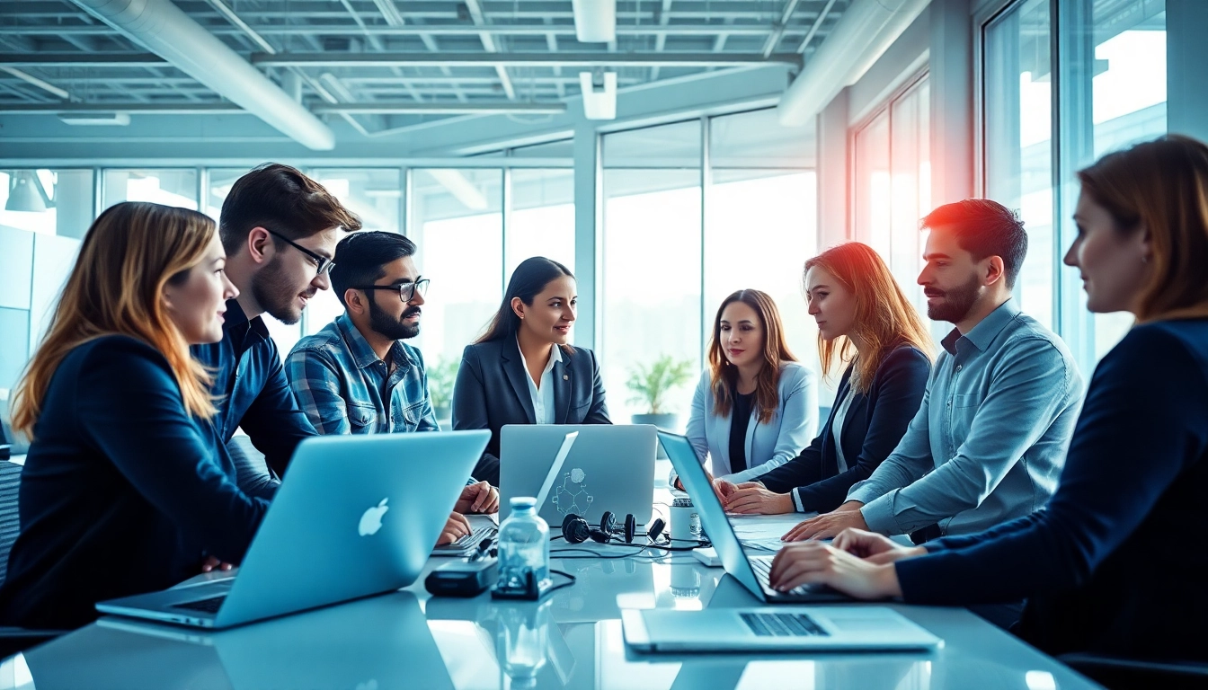 Collaboration among Technology Companies experts in a modern workspace.